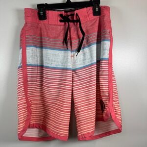 Body Glove Vapor Board Shorts Mens 30 Pink Striped Swim Trunks Pocket Beachwear